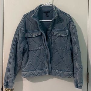 Forever 21 Blue Mineral Wash Quilted Jacket - Size S